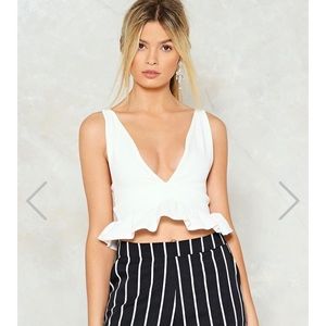 Cream Peplum Plunge top